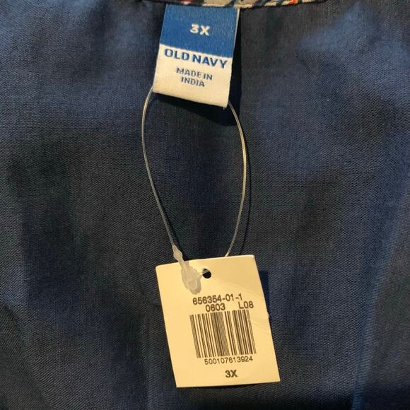 Old Navy Top NWT Women's 3x Blouson Sleeveless Colorful Fairy Navy Pop of Pink - Picture 3 of 7